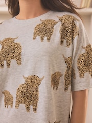 Grey Hamish the Highland Cow Cotton Nightie - Image 4 of 6