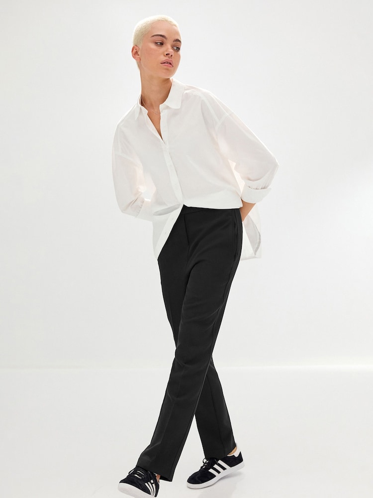 Black Tailored Elastic Back Straight Leg Trousers - Image 1 of 1