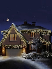 Premier Decorations Ltd White Warm LED Snowing Icicles With Timer - Image 1 of 4
