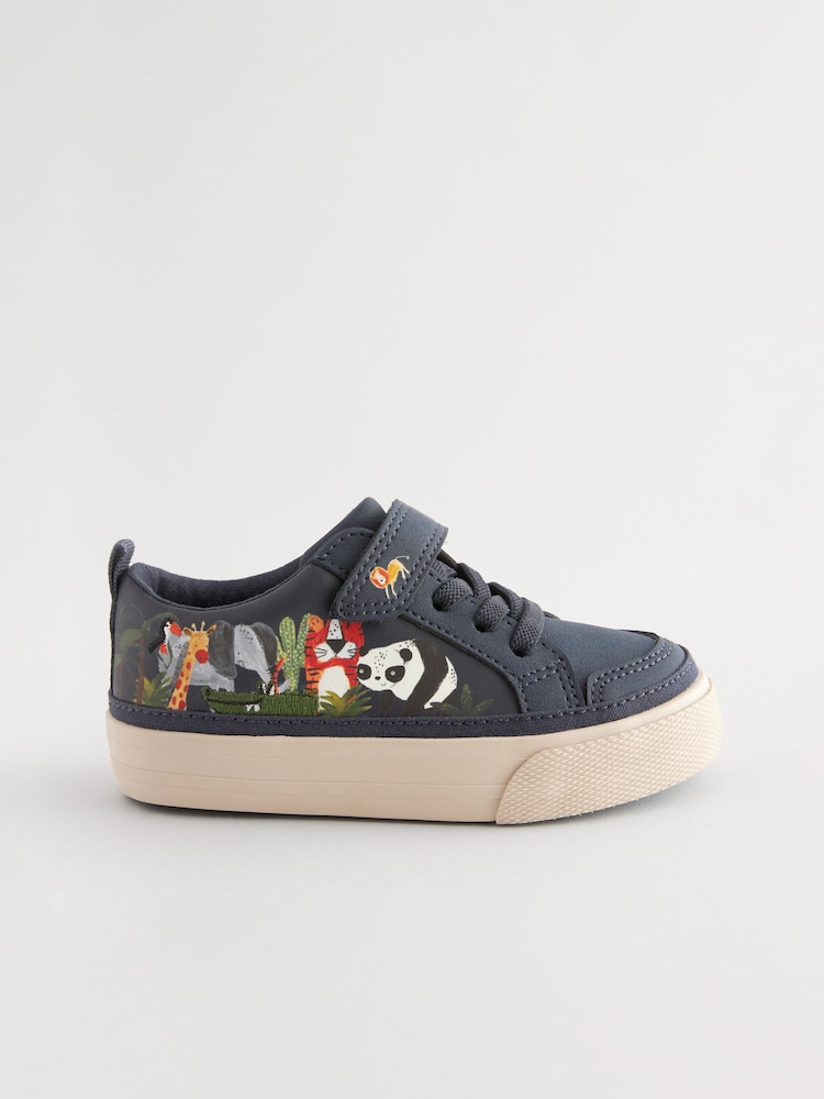 Navy Character Wide Fit (G) Touch Fastening Elastic Lace Trainers - Image 2 of 6