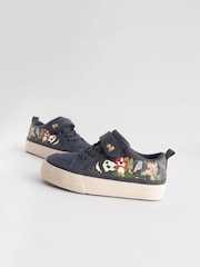 Navy Character Wide Fit (G) Touch Fastening Elastic Lace Trainers - Image 5 of 6