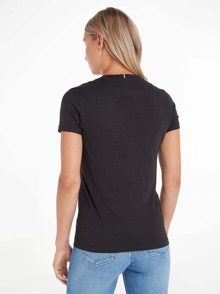 Tommy Hilfiger Black Heritage V-Neck T-Shirt - Image 2 of 2 Tommy Hilfiger Black Heritage V-Neck T-Shirt - Image 2 of 2