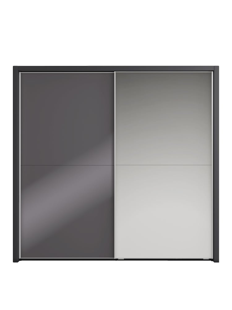 Wiemann Graphite Peyton Glass and Mirror Sliding 2.1m Sliding Semi Fitted Wardrobe - Image 2 of 6