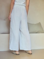 Ecru 100% Linen Cullote Trousers - Image 3 of 5