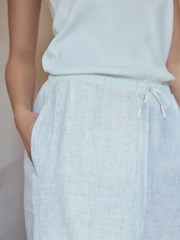 Ecru 100% Linen Cullote Trousers - Image 5 of 5