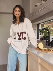 Ecru NYC Half Zip Fleece Top - Image 2 of 9