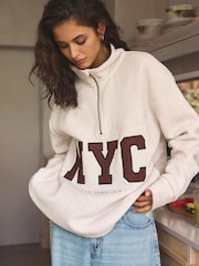 Ecru NYC Half Zip Fleece Top - Image 4 of 9