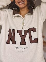 Ecru NYC Half Zip Fleece Top - Image 6 of 9