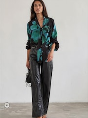 Religion Green Evie Blouse In Large Floral Fire Print With Sash Tie Blouses - Image 3 of 8