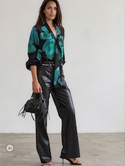 Religion Green Evie Blouse In Large Floral Fire Print With Sash Tie Blouses - Image 4 of 8