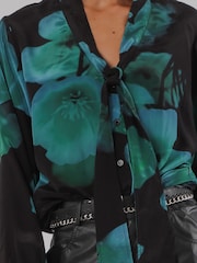Religion Green Evie Blouse In Large Floral Fire Print With Sash Tie Blouses - Image 6 of 8