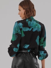 Religion Green Evie Blouse In Large Floral Fire Print With Sash Tie Blouses - Image 7 of 8