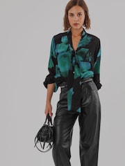 Religion Green Evie Blouse In Large Floral Fire Print With Sash Tie Blouses - Image 8 of 8