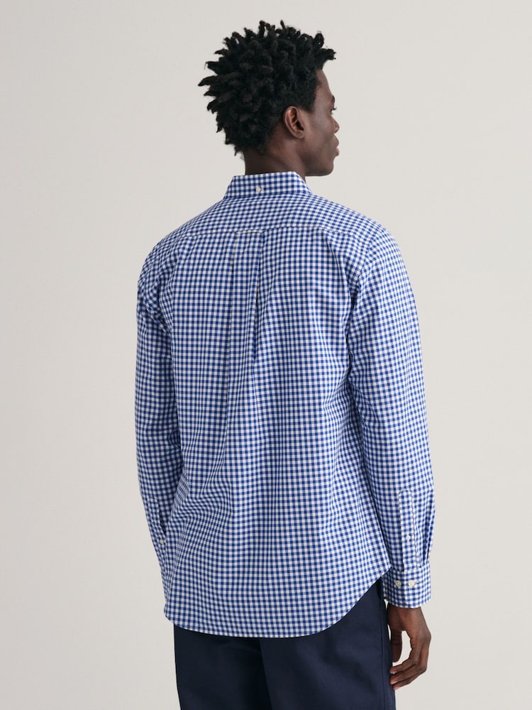 GANT Blue Poplin Gingham 100% Cotton Shirt - Image 2 of 5