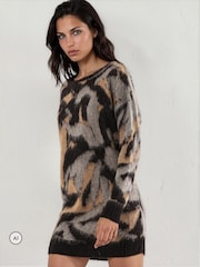 Svart - Religion Bare-Shoulder Strikket Layla-kjole i abstrakt jacquard - Bilde 3 av 8