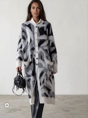 Religion Grey Long Line Layla Maxi Coatigan Cardigan With Funnel Neck - Image 3 of 8