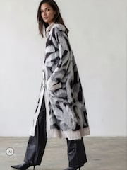 Religion Grey Long Line Layla Maxi Coatigan Cardigan With Funnel Neck - Image 4 of 8