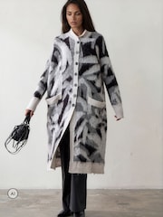 Religion Grey Long Line Layla Maxi Coatigan Cardigan With Funnel Neck - Image 7 of 8