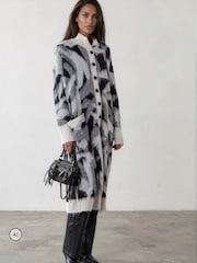 Religion Grey Long Line Layla Maxi Coatigan Cardigan With Funnel Neck - Image 8 of 8