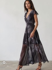 Religion Black/Blue Indium Maxi Tea Dress - Image 3 of 8