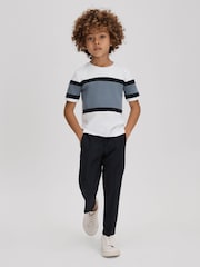 Reiss Airforce Blue Auckland 13-14 yrs Cotton Colourblock Crew Neck T-Shirt - Image 1 of 4