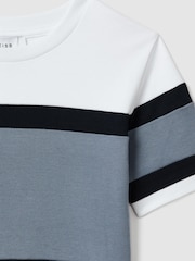 Reiss Airforce Blue Auckland 13-14 yrs Cotton Colourblock Crew Neck T-Shirt - Image 4 of 4