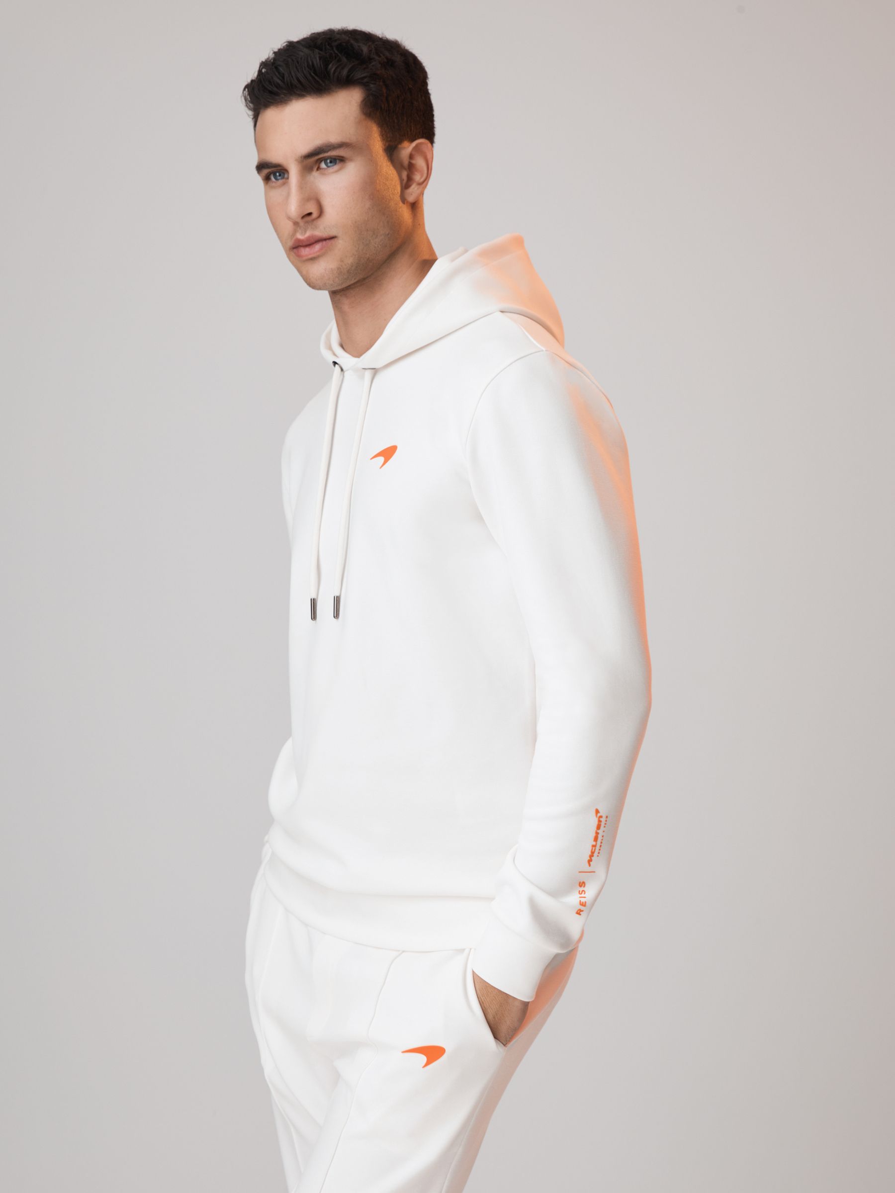 Buy Reiss x McLaren F1 Team White McLaren F1 Interlock Jersey Hoodie from Next Luxembourg