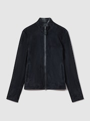 Reiss x McLaren F1 Team Navy Suede Zip-Through Jacket - Image 2 of 7