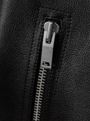 Reiss x McLaren F1 Team Black Embossed Leather Jacket - Image 10 of 11