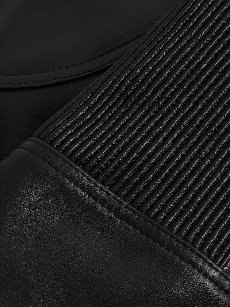 Reiss x McLaren F1 Team Black Embossed Leather Jacket - Image 11 of 11