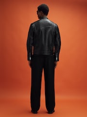 Reiss x McLaren F1 Team Black Embossed Leather Jacket - Image 6 of 11