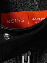 Reiss x McLaren F1 Team Black Embossed Leather Jacket - Image 9 of 11