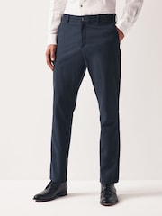 Navy Blue Slim Smart Textured Chino Trousers - Image 1 of 9