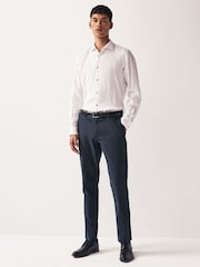 Navy Blue Slim Smart Textured Chino Trousers - Image 2 of 9