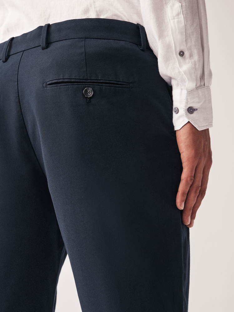Navy Blue Slim Smart Textured Chino Trousers - Image 4 of 9