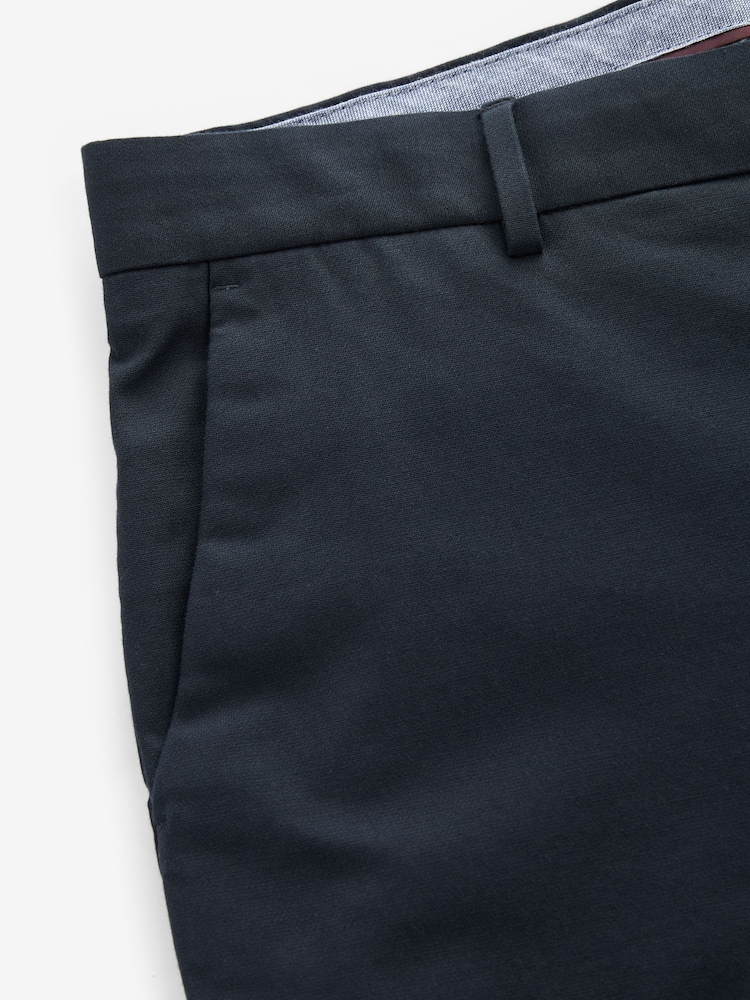 Navy Blue Slim Smart Textured Chino Trousers - Image 7 of 9