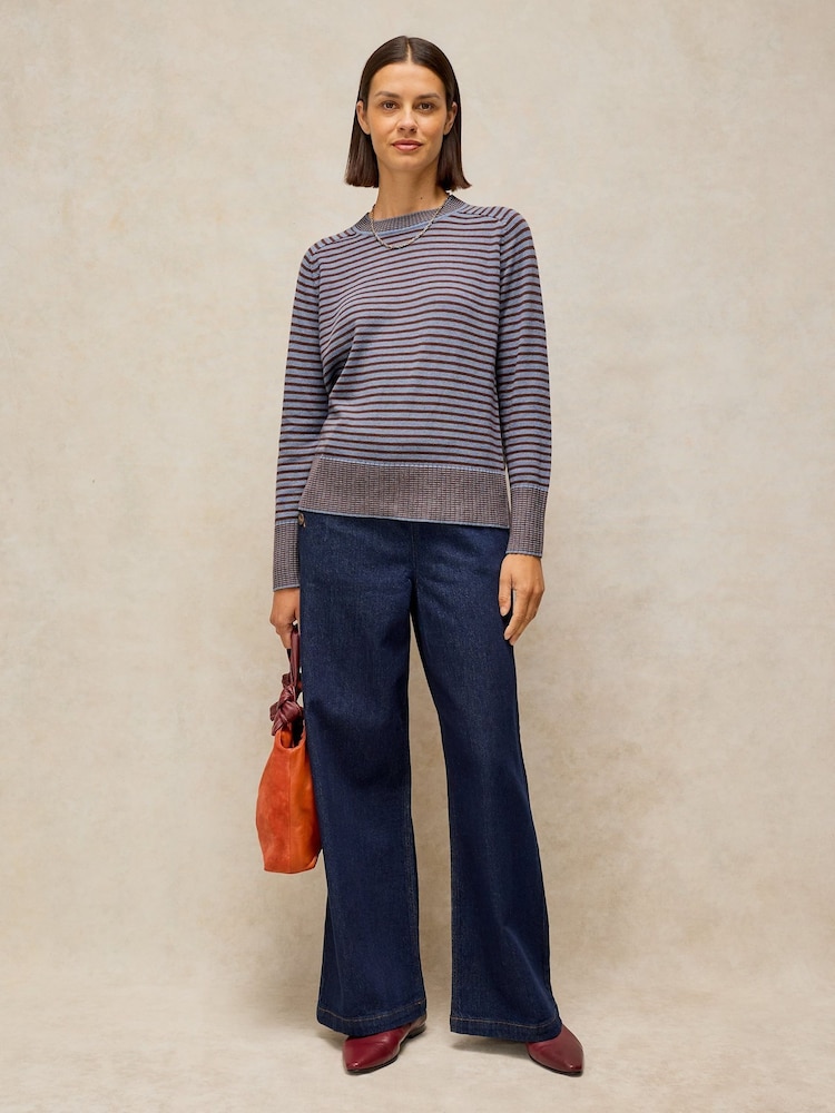 White Stuff Blue Sienna Stripe Jumper - Image 1 of 6