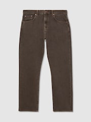 Reiss Grape Brown Hendrix Yarn-Dyed Relaxed Straight-Leg Jeans - Image 2 of 7