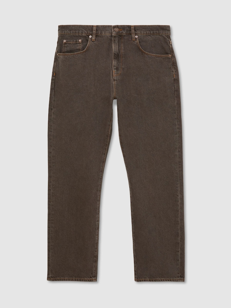 Reiss Grape Brown Hendrix Yarn-Dyed Relaxed Straight-Leg Jeans - Image 2 of 7 Reiss Grape Brown Hendrix Yarn-Dyed Relaxed Straight-Leg Jeans - Image 2 of 7