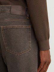 Reiss Grape Brown Hendrix Yarn-Dyed Relaxed Straight-Leg Jeans - Image 5 of 7