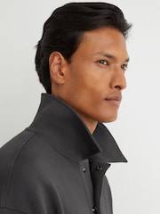 Reiss Charcoal Grey Brooks Premium Interlock Relaxed Polo Sweatshirt - Image 3 of 7
