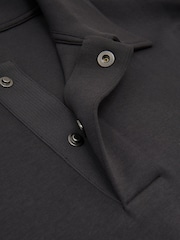 Reiss Charcoal Grey Brooks Premium Interlock Relaxed Polo Sweatshirt - Image 7 of 7