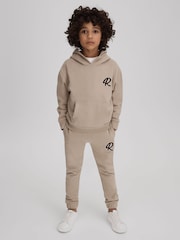 Reiss Taupe Toby 13-14 yrs Cotton Elasticated Waist Motif Joggers - Image 2 of 4