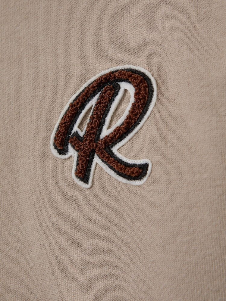 Reiss Taupe Toby 13-14 yrs Cotton Elasticated Waist Motif Joggers - Image 4 of 4