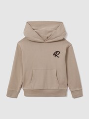 Reiss Taupe Cade 13-14 yrs Cotton Motif Hoodie - Image 1 of 4