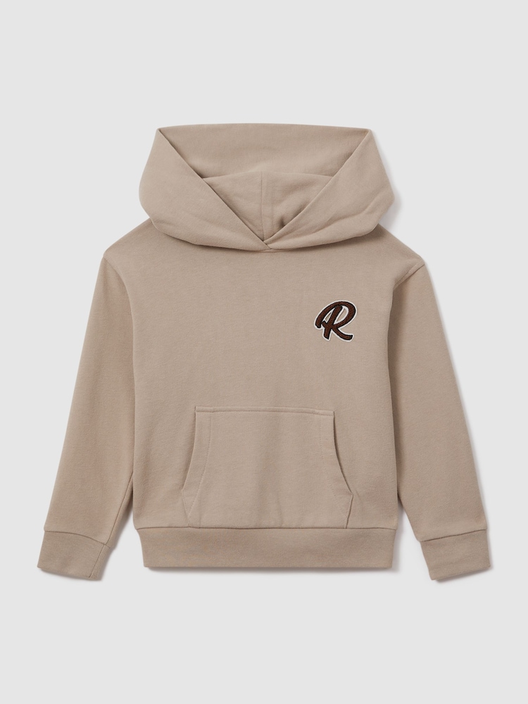 Reiss Taupe Cade 13-14 yrs Cotton Motif Hoodie - Image 1 of 4