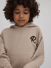 Reiss Taupe Cade 13-14 yrs Cotton Motif Hoodie - Image 2 of 4