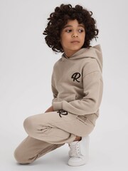 Reiss Taupe Cade 13-14 yrs Cotton Motif Hoodie - Image 3 of 4
