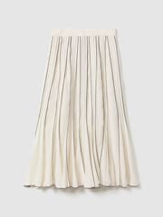 Reiss Cream Tara Contrast Ruffle Midi Skirt - Image 2 of 6