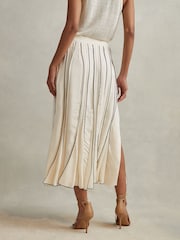 Reiss Cream Tara Contrast Ruffle Midi Skirt - Image 5 of 6